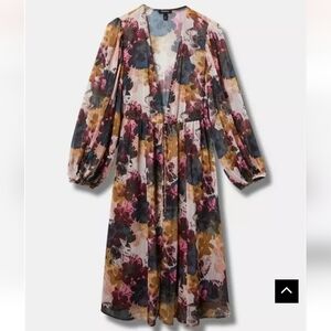 Torrid Tie Front Maxi Kimono Dasha ditsy floral deep black Size 0